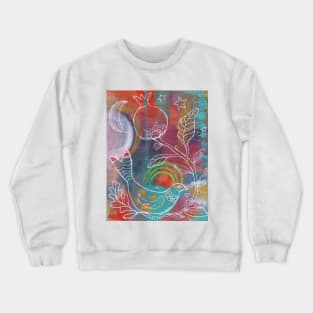 Winter Bird and Pomegranate Crewneck Sweatshirt